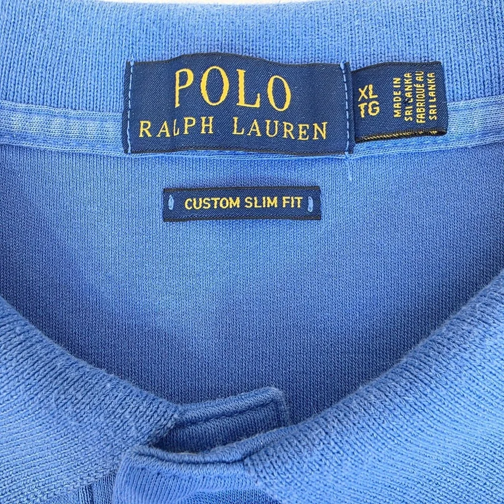 Polo Ralph Lauren Polo Shirt Mens XL Blue Custom Slim Fit Cotton Pony‎ Logo Golf